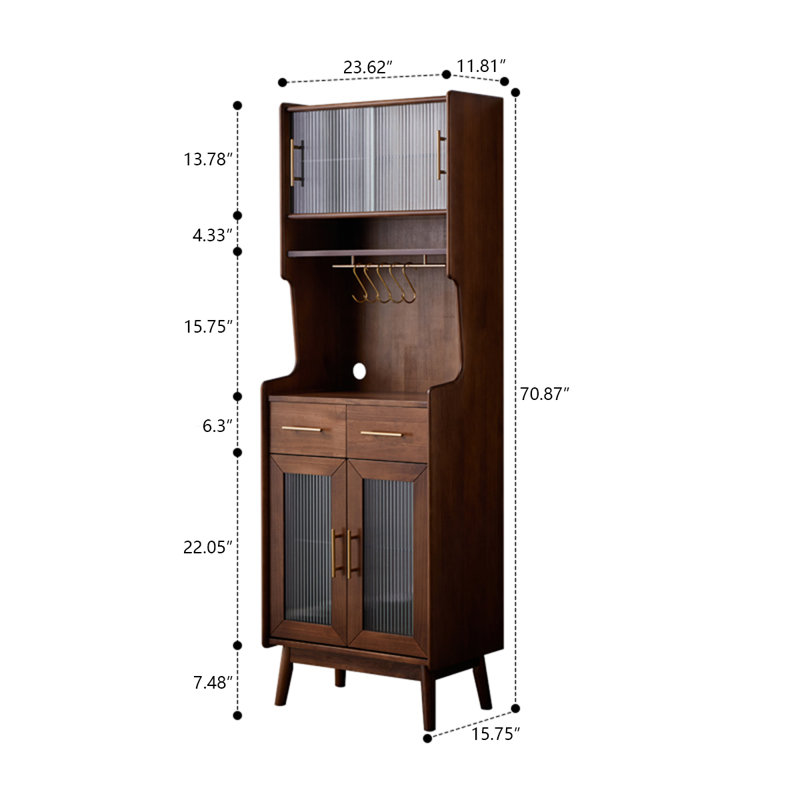 Buffet brun en bois trempé 23,62 po