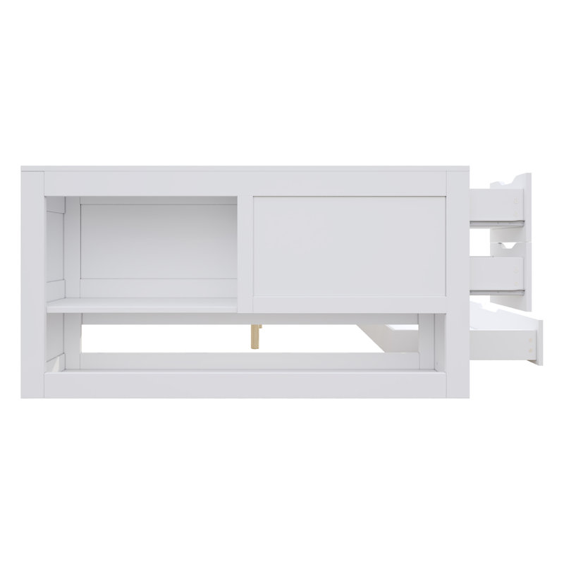 Multi-functional Daybed With Storage Drawer - 90 Or 135 Cm, White Finish, Rounded Corners, Mdf/plywood, Double (4'6)