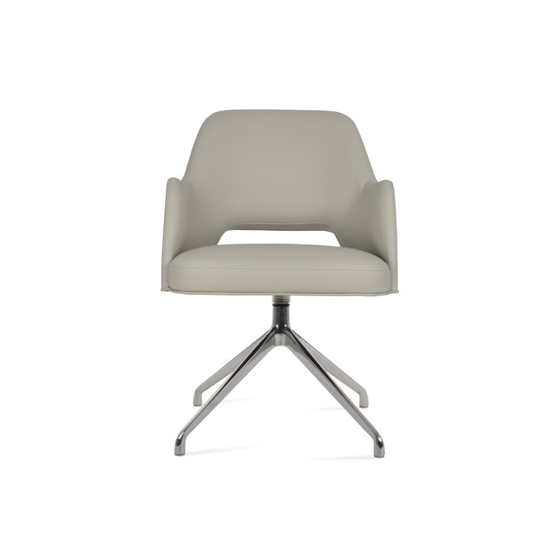 Fauteuil pivotant Marash Spider, Blanc cassé, Chrome chrome