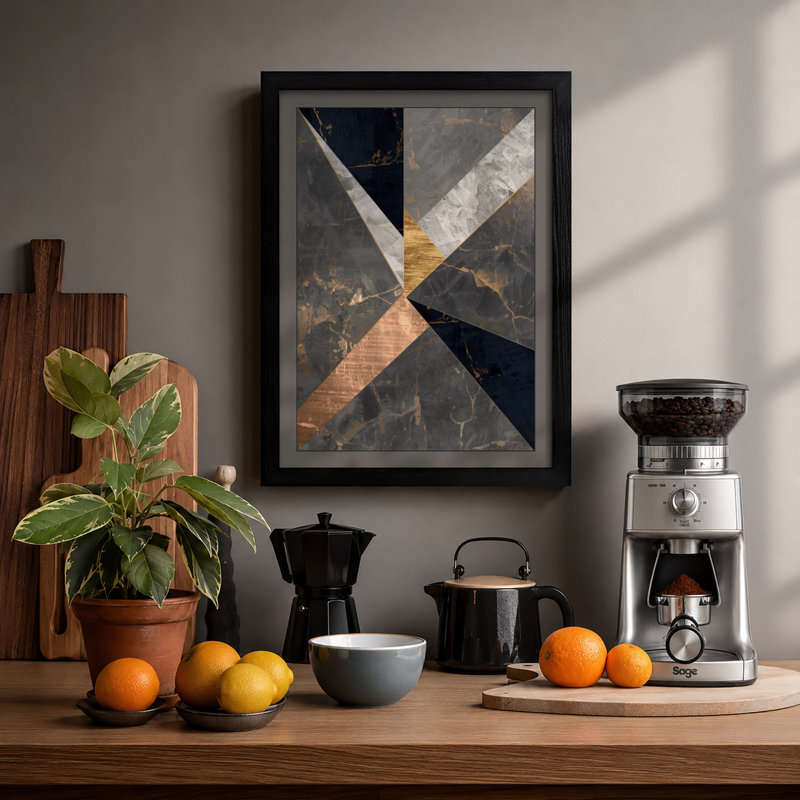 Geometric Textures Industrial - Framed Print, A1 - 84.1 x 59.4 cm, Black