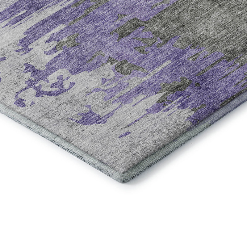 Premium Machine Washable Prisco Purple Rug, Rectangle 9' x 12'