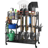 Heavy Duty 3-Tier Garden Tool Organizer With Wheels, Storage Basket, And Multi-Function Design For Garage, Shed, Yard, And Basement
