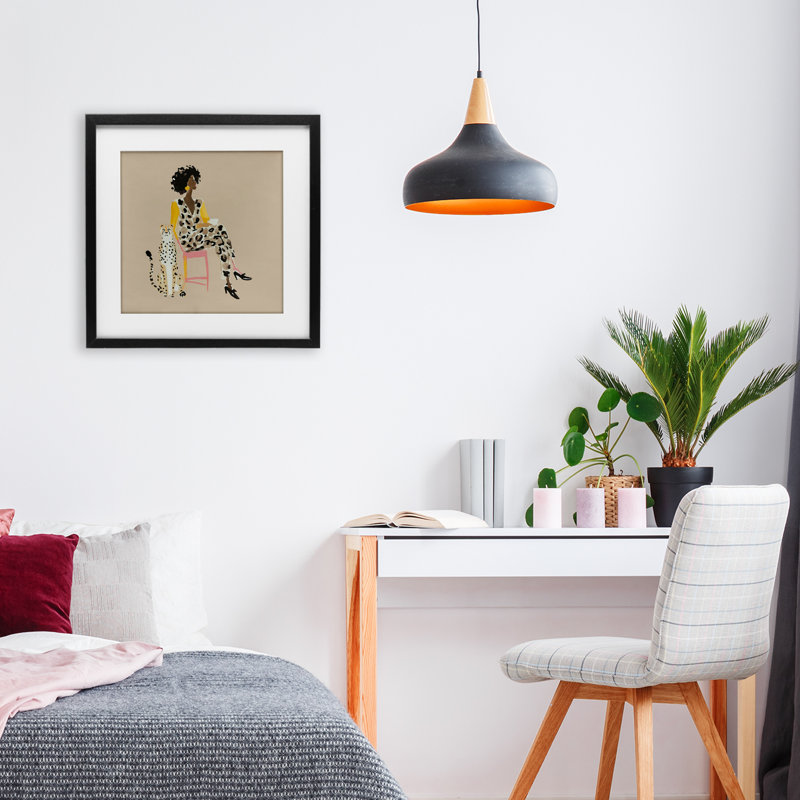 Savage Chic Glam avec imprimé léopard sous verre, design par Svetlana Aleynikova, H 13 po x l 13 po, Cadre noir minuit