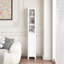 Armoire de rangement pour salle de bain de 66,92 po de hauteur avec tablettes réglables, armoire autoportante mince à 1 porte avec anti-basculement, compartiments ouverts, pour la maison, petits espaces, salle de bain, cuisine, salon, blanc