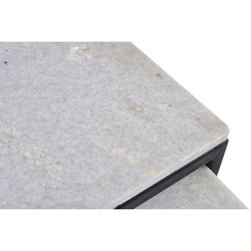 Isberga Marble Top Metal 3-Tier Nesting Tables
