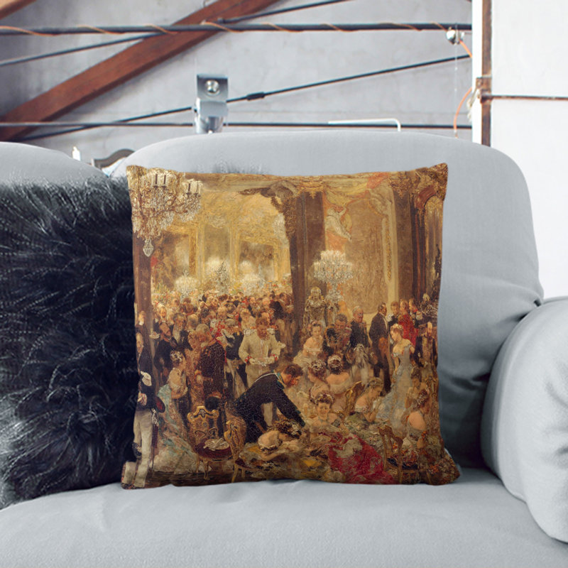 Dinner at the Ball Scatter Cushion, 55cm H x 55cm W x 20cm D, White