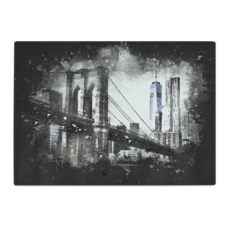 Tempered Glass Brooklyn Bridge in New York Chopping Board, 28.5 cm x 39 cm