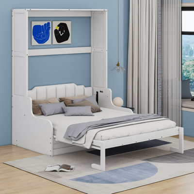 Grand lit escamotable mural avec coussin