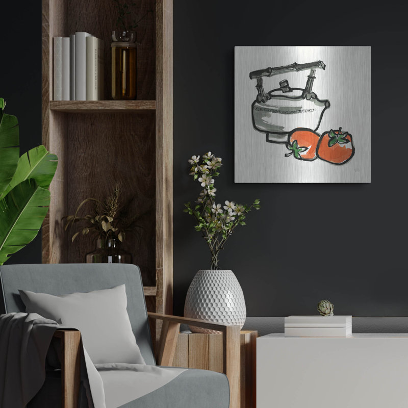 «Tea And Persimmons» par Chris Paschke, art mural en métal, H 24 po x l 24 po
