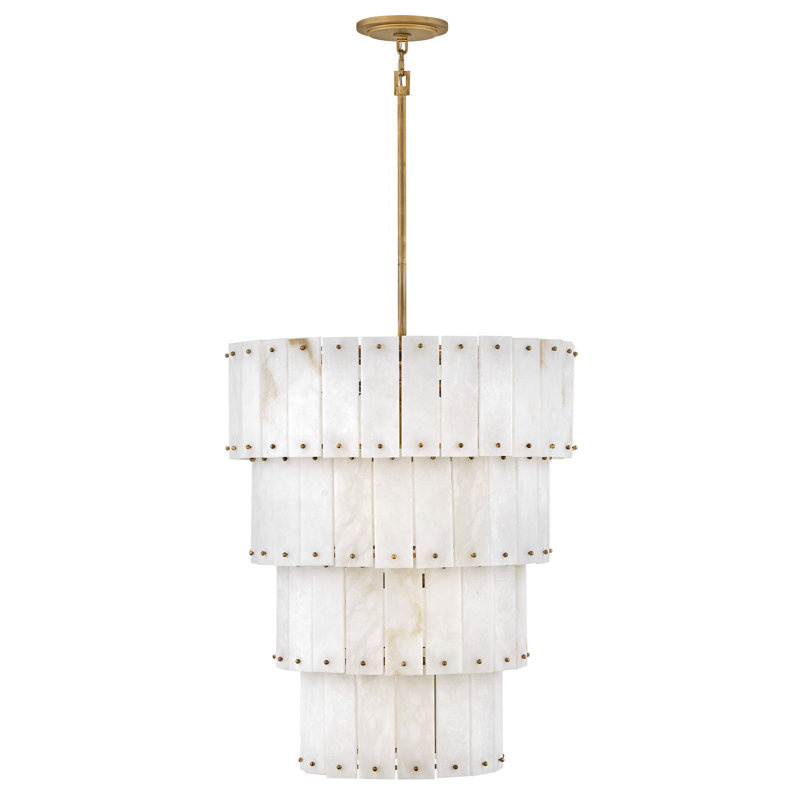 Simone 24" Nine-Light Four-Tier Chandelier w/ Natural Alabaster Panels