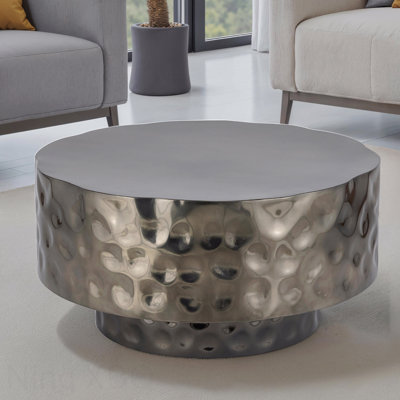 Modern Style Metal Coffee Table Nickel Finish