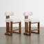 Tabouret de comptoir rembourré en bois massif-751692522