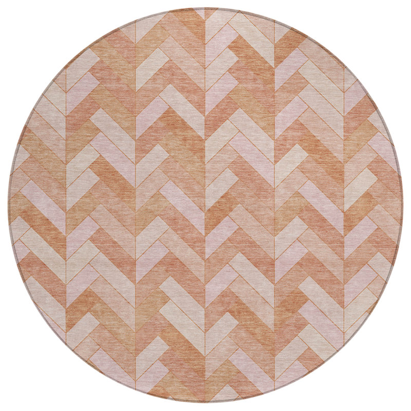 Machine Washable Indoor/Outdoor Chantille ACN2297 Geometric Rug, Round 8'