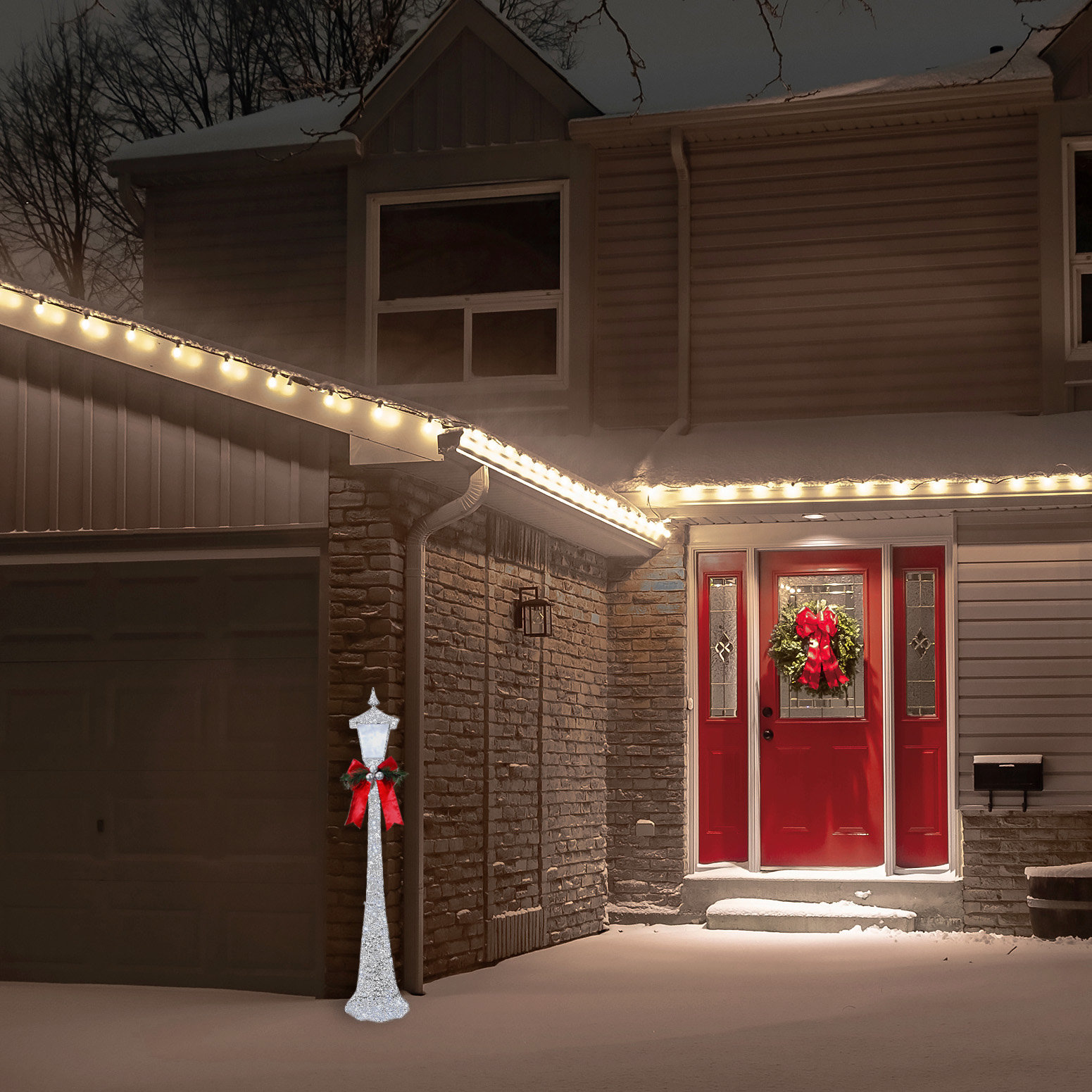 Metal Christmas Decoration, White, 60" H x 20.5" W x 11" D