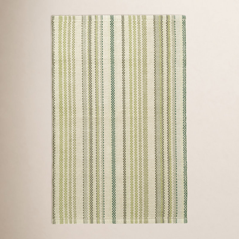 Tapis rayé en coton vert Oslo, Rectangle 2 pi x 3 pi