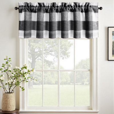 Adamari Lined Valances for Windows Buffalo Check Curtain Window Valances Woven Plaid Blackout Thermal Insulated for Kitchen, Living Room 1 Pack