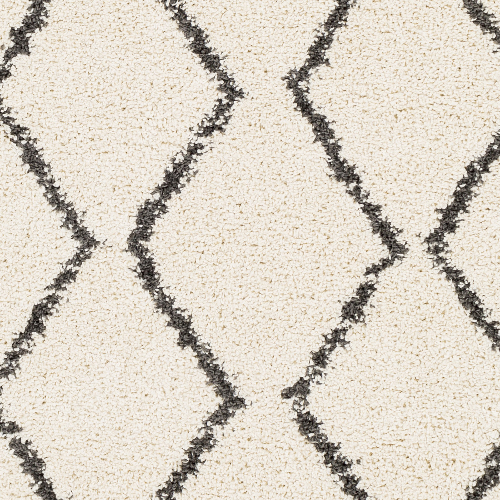 Mossy Charcoal Light Beige Moroccan Shag Rug, Rectangle 2' x 3'