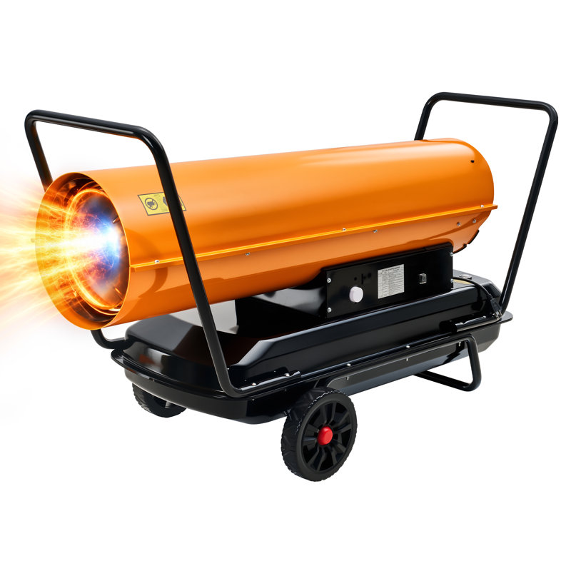 Chauffage à air pulsé au kérosène Fissfire 400 000 BTU avec thermostat, chauffage d'appoint au kérosène sur roues, 883 m², réservoir de carburant de 80 litres, jusqu'à 7 heures d'autonomie, thermostat réglable de 4 °C à 43 °C