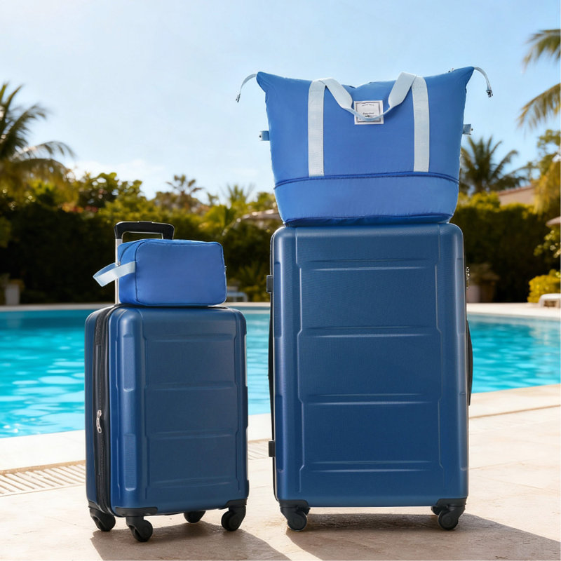 Ensemble de 2 valises avec sacs Valise à roulettes extensible ABS avec serrure TSA 20 pouces + 28 pouces