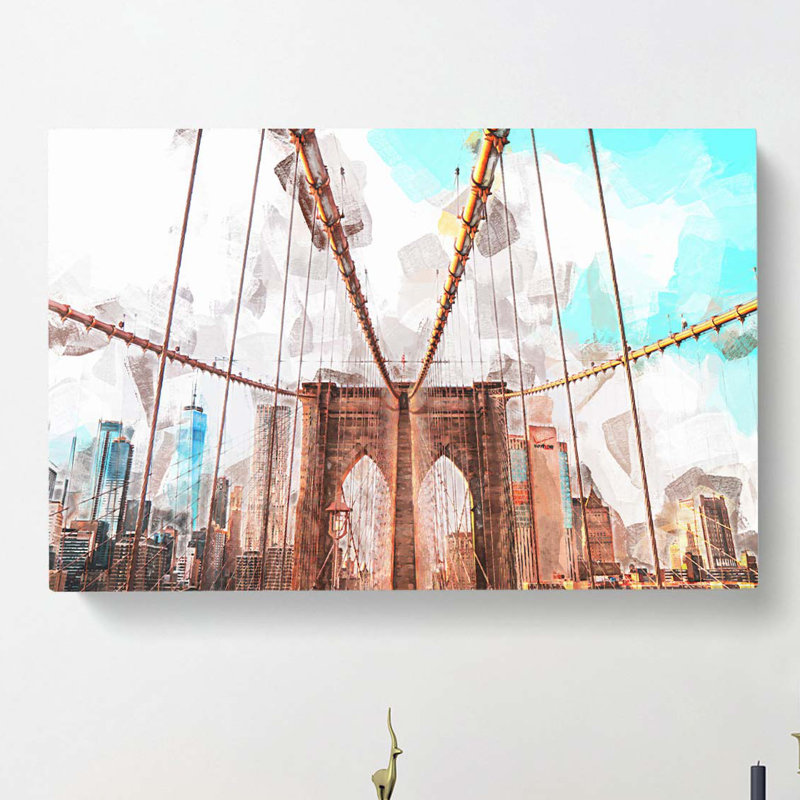 Brooklyn Bridge New York City in Abstract - Wrapped Canvas, 50cm H x 76cm W x 3cm D