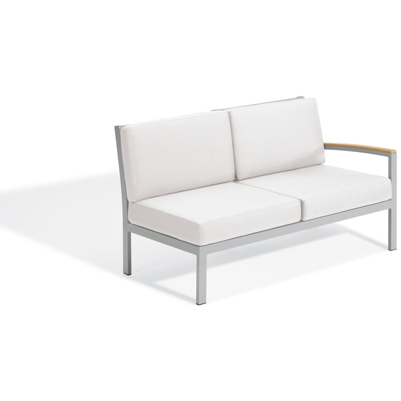 Travira Outdoor - Seat Patio Sectional, Midnight Blue, Natural Tekwood