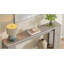 Très longue console de style campagnard, canapé-lit en bois étroit derrière le canapé, table d'appoint rustique gris avec rangement pour le salon, le couloir et le vestibule-399690692