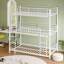Triple lits simples superposés, lit superposé simple au-dessus d'un lit simple en métal robuste pour enfants, lits superposés en métal avec garde-corps, échelle et rangement, facile à assembler-182109841