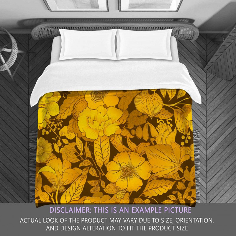 Machine Printed Comforter, Twin Comforter, Gold/Yellow Floral