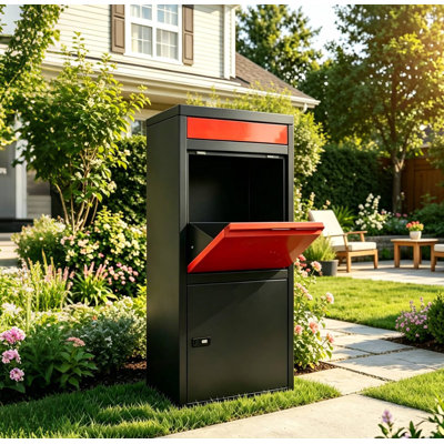 Outdoor Package Delivery Boxes, Anti-Theft Large 40 Gallon Mailboxes for Outside, Lockable Metal Parcel Drop Box for Porch, Weather-Resistant Standing Delivery Storage for Garden, 41.34" H
