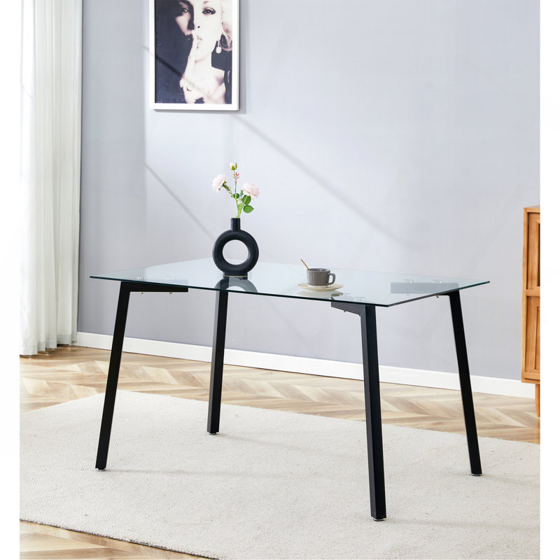 Glass Dining Table  Transparent, 130*80* 8MM, Black