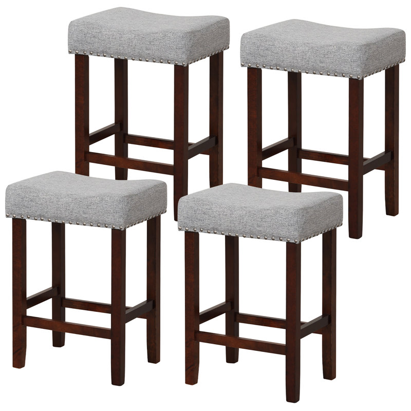 Upholstered Counter Stool with Solid Wood Frame, Counter Stool (25" Seat Height), Gray
