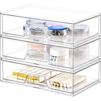 3-pack Stackable Acrylic Makeup Organizers