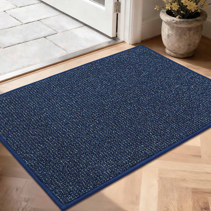 Bukvice Non-slip Washable Door Mat, 32" W x 48" L, Blue
