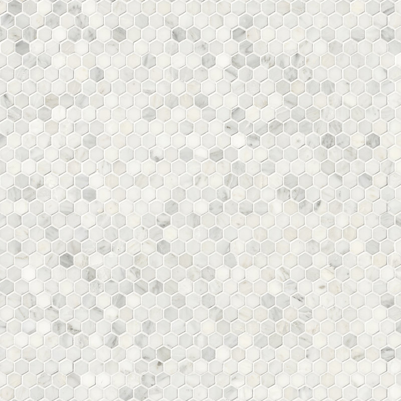 MSI Arabsecato Carrara 1" Hexagon 12 in. x 12 in. Honed Marble Mosaic Floor and Wall Tile, Arabsecato Carrara