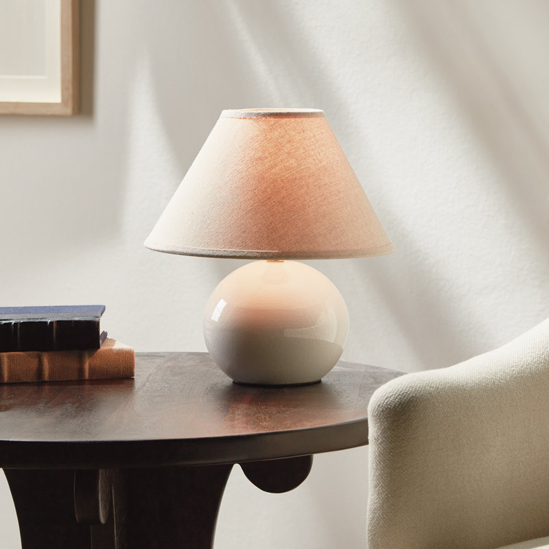 Oscar Ceramic Mini Table Lamp, 11" H x 10" W X 10" D, White