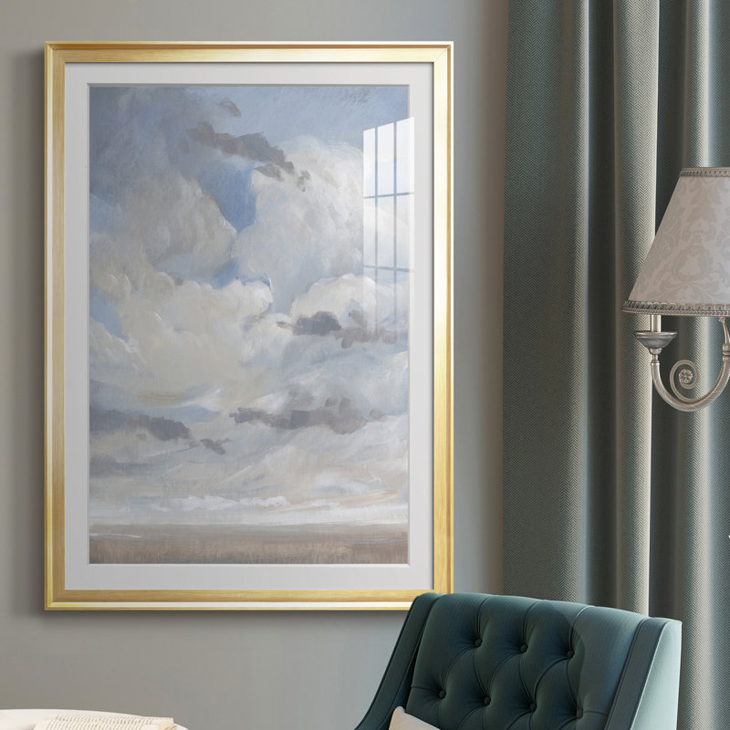 Bleu ciel I, reproduction encadrée de qualité supérieure - prête à être accrochée, Or, H 42,5 po x l 30,5 po x P 1 po