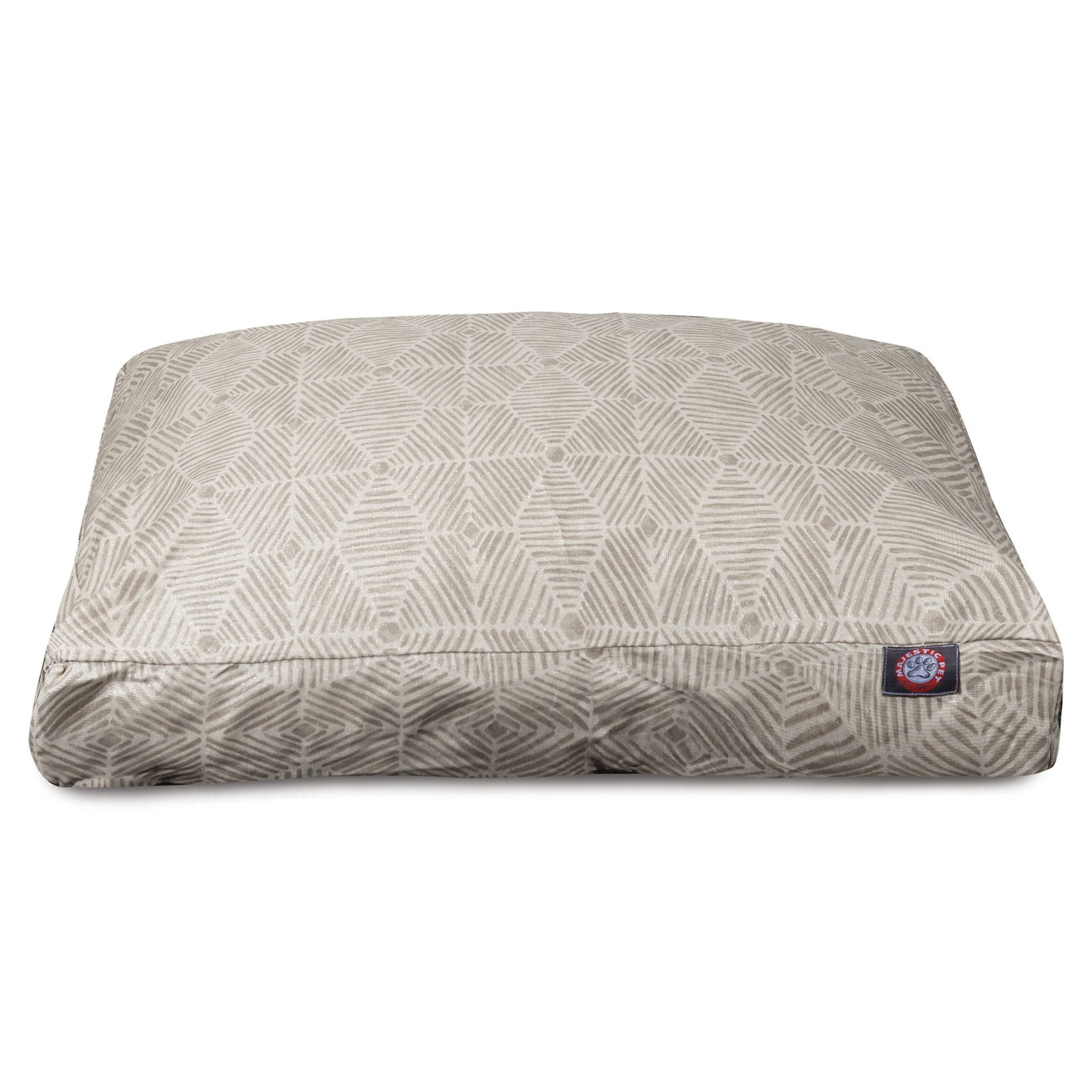Charlie Orthopedic Geometric Pet Pillow, Beige Metallic, Small (20" W x 27" D x 4" H);