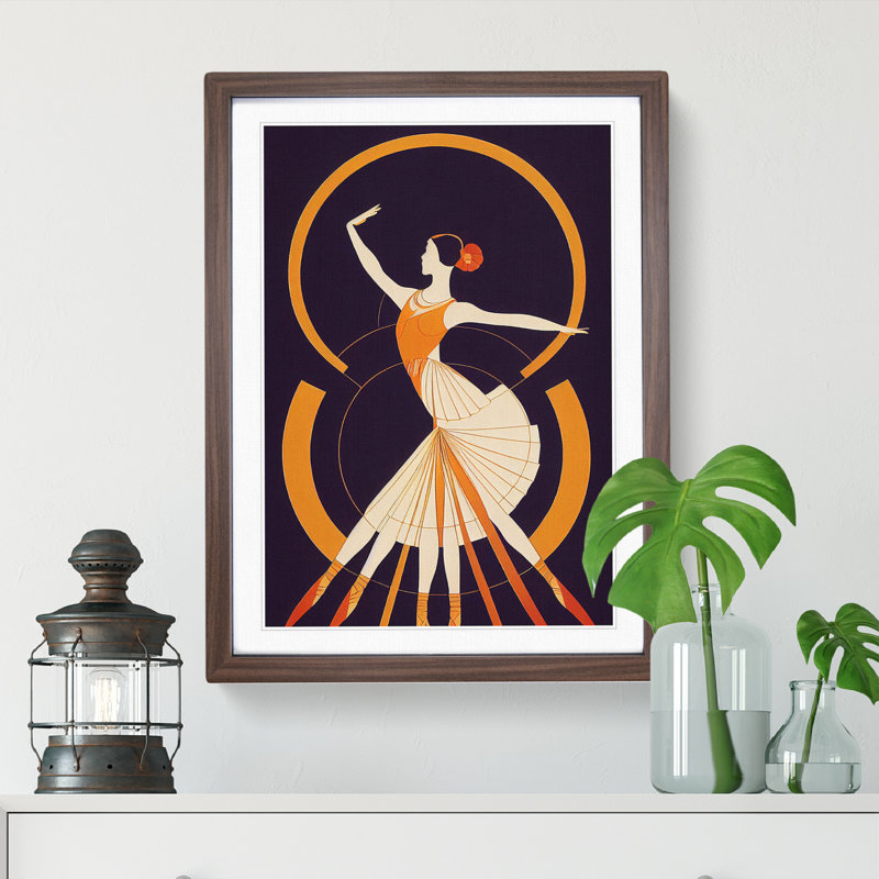 Ballerina - Single Picture Frame Print, 64cm H x 46cm W x 2cm D, Walnut Framed
