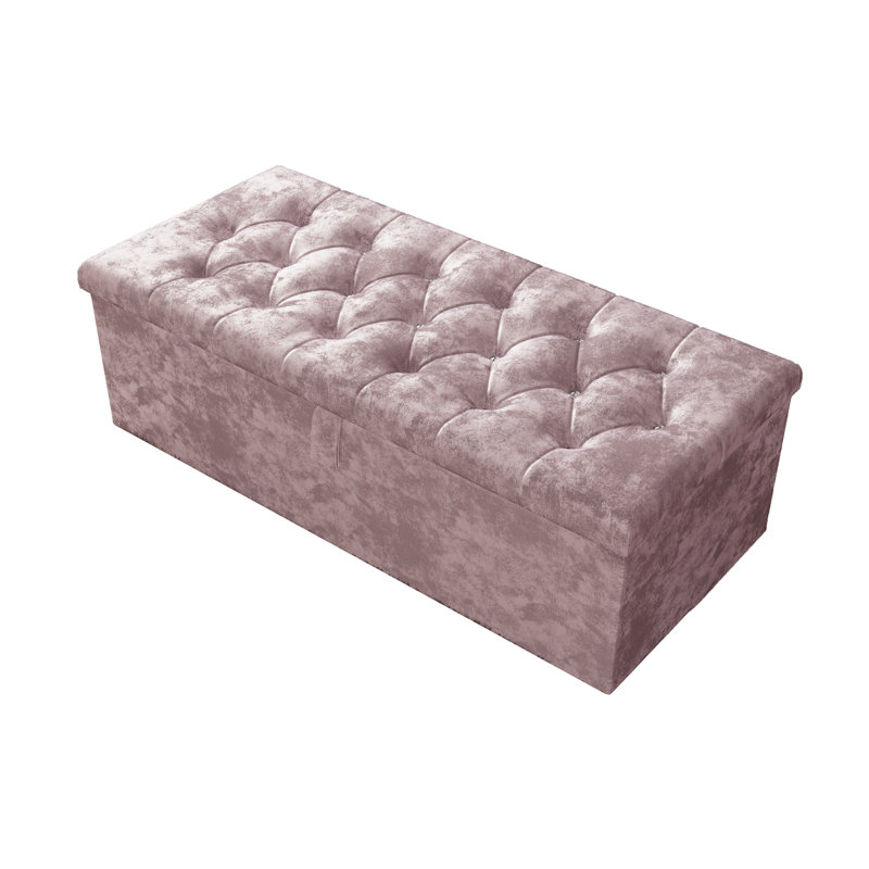 Hillhouse 102cm Wide Tufted Rectangle Ottoman Storage Box with Hydrolic Arm, Pink