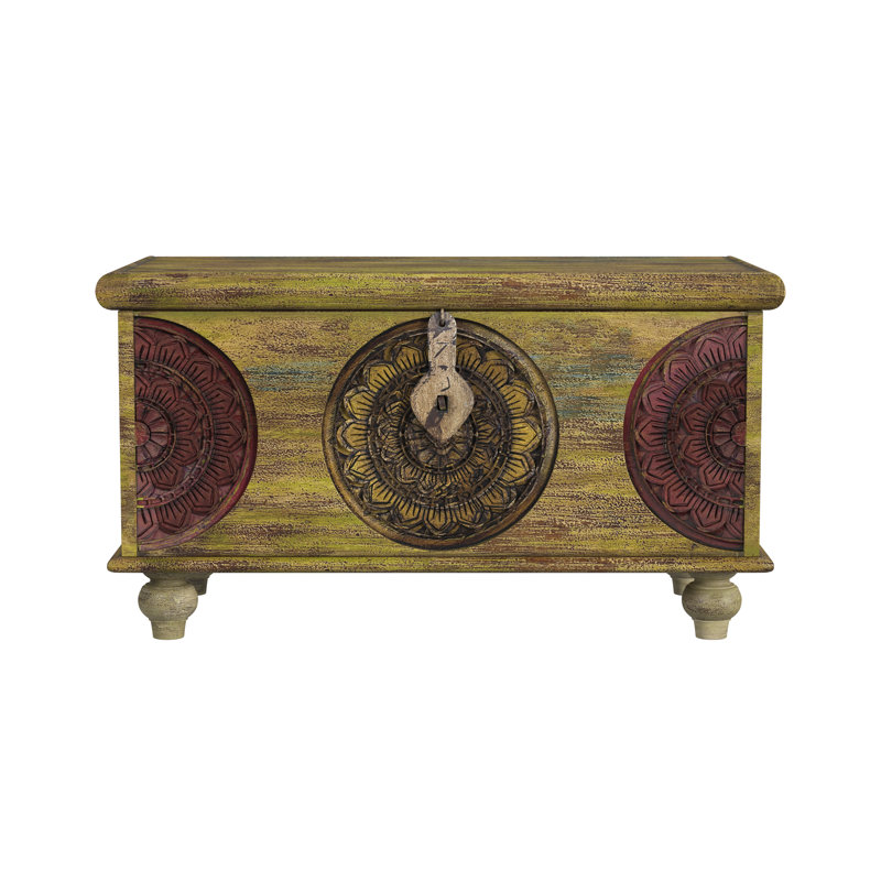 Mesa Carved Wood Trunk Coffee Table