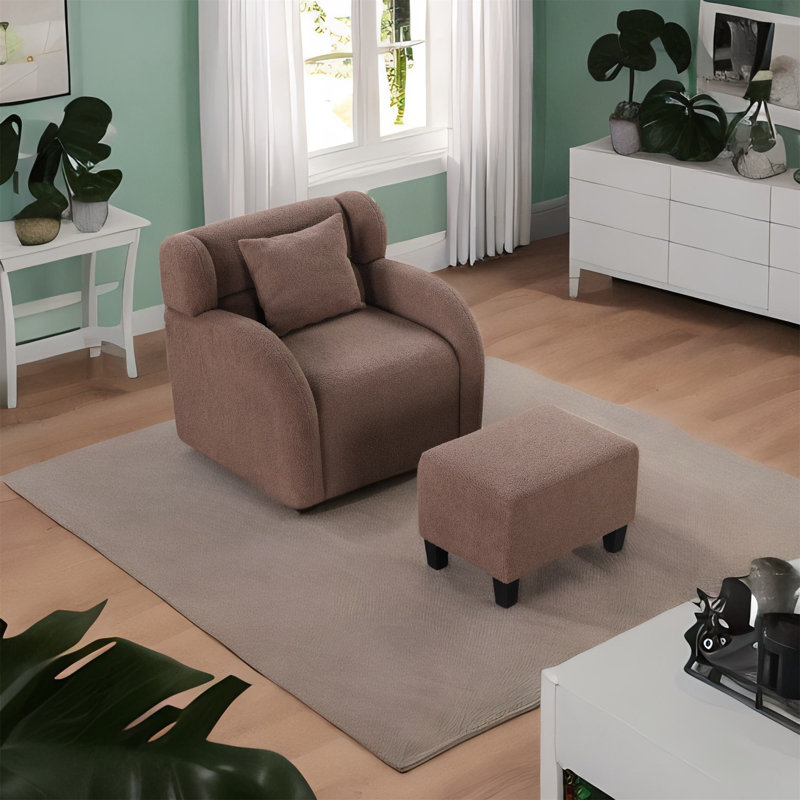 Fauteuil club pivotant avec repose-pieds 33,5 po Richt, Velours brun