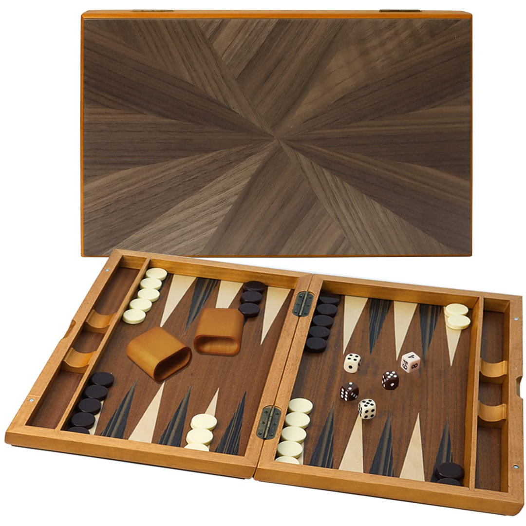 GSE Premium Wooden Inlay Backgammon Board Game Set. Foldable Backgammon with Game Pieces GSE Games & Sports Expert 