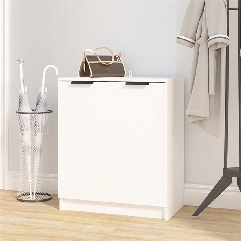 Shoe Cabinet Engineered Wood Hall Shoe Holder Cupboard Organiser Shelf, White