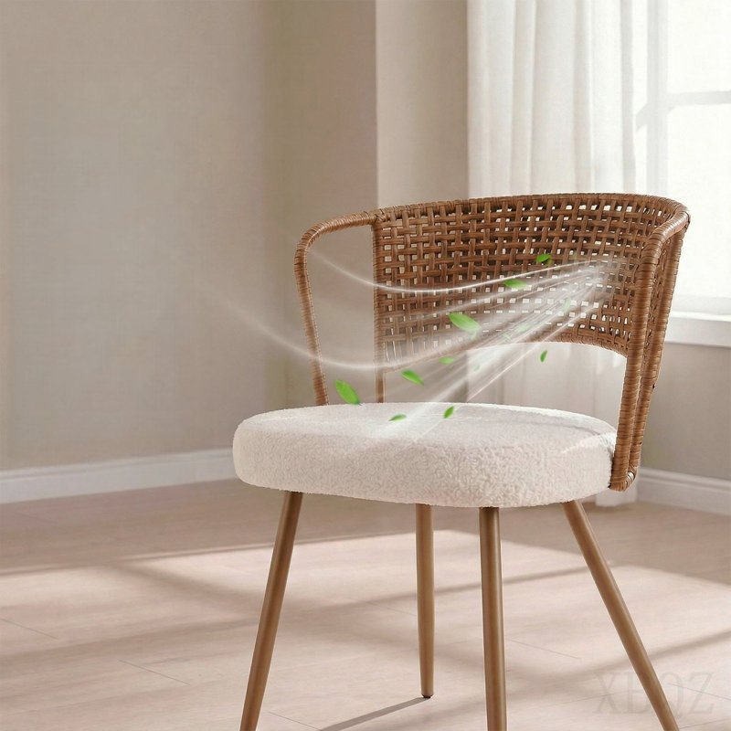 Table de salle à manger extensible en bois massif et chaises tissées brun foncé 2 pièces - Chaises de style ferme