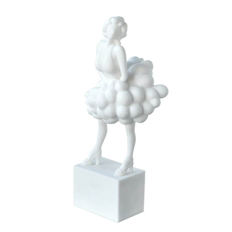 Sculpture décorative Hugo Ladylike, sculptée à la main, marbre blanc résine 20 pouces