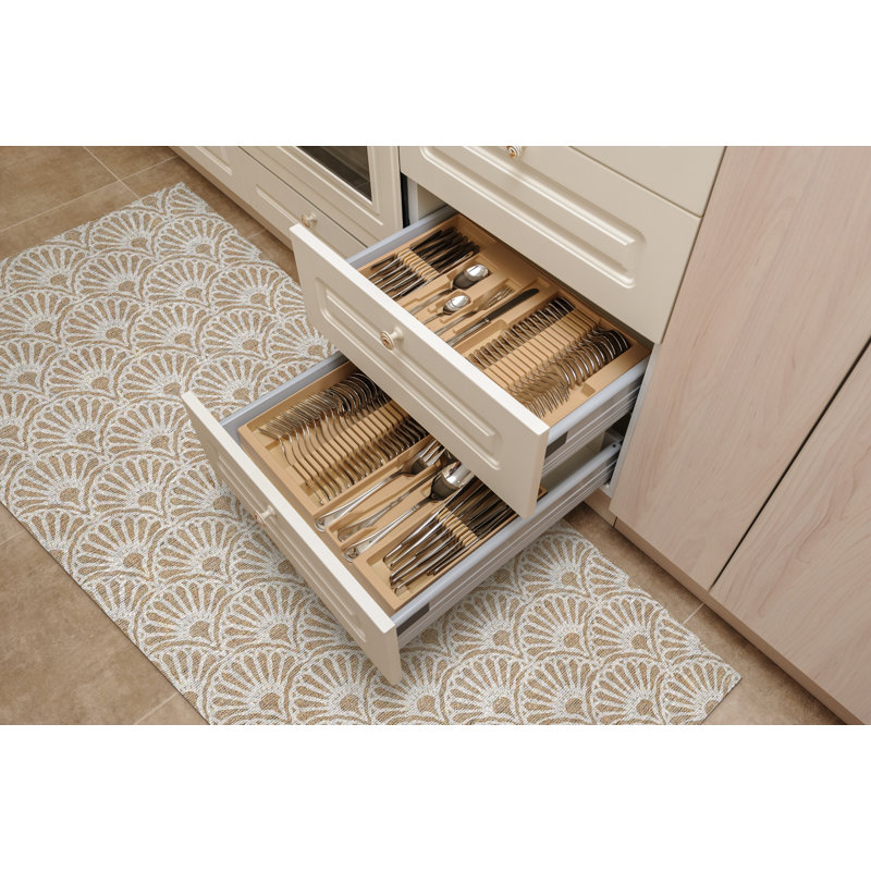 Shell Beige Cushioned Kitchen Mat, Rectangle  2.6' x 6.5'