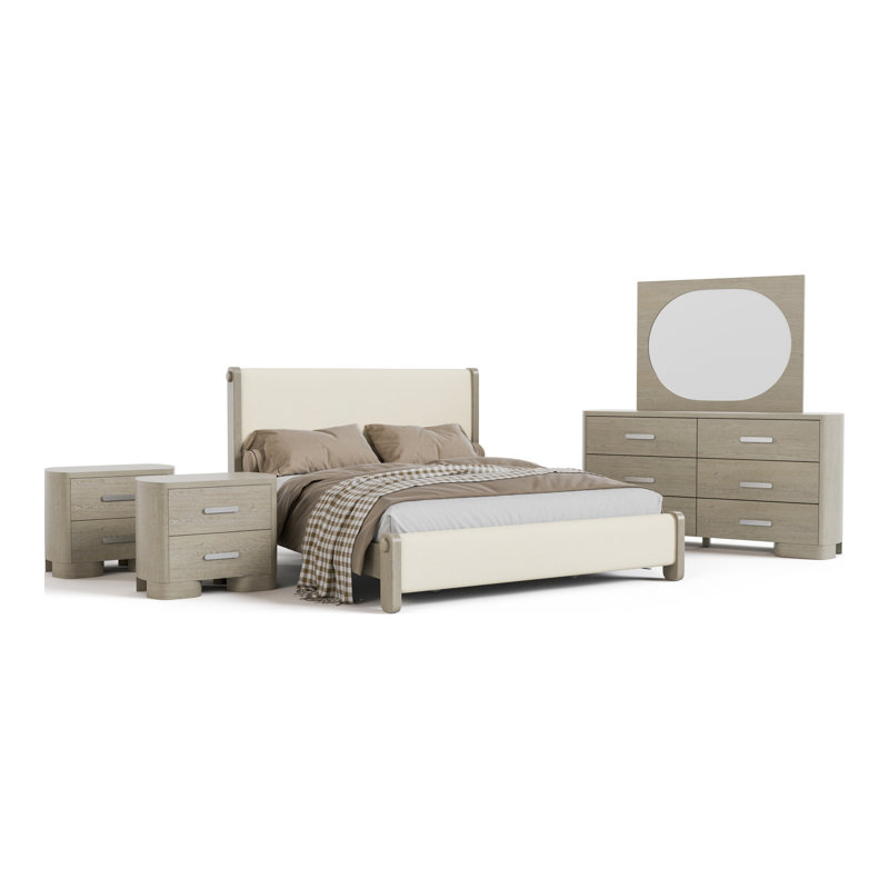 Gomez Linscott Bedroom Set, 5 Pcs: Bed, 2 Nightstands, Dresser, Mirror, Queen