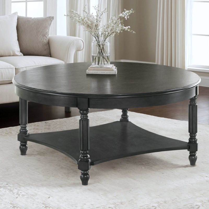 Locke Solid Wood Single Coffee Table, Dark Gray Oak