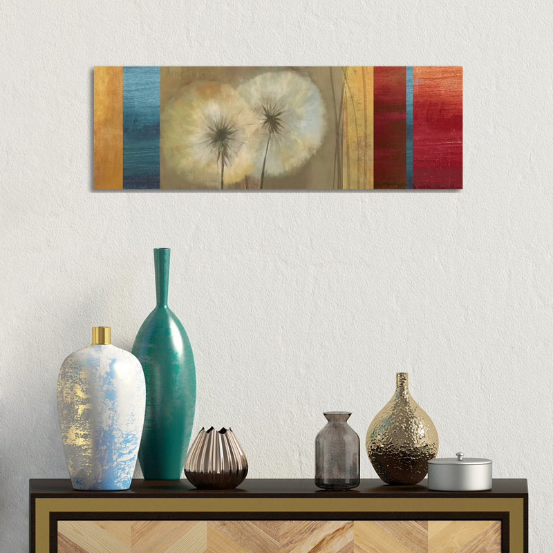Golden Dandelions by Asia Jensen - Wrapped Canvas Panoramic Painting, 30.48 cm H x 91.44 cm W x 1.91 cm D