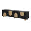 Meuble télé Farmhouse avec trous pour câbles, console média de style crème avec dispositif de rebond-116155031